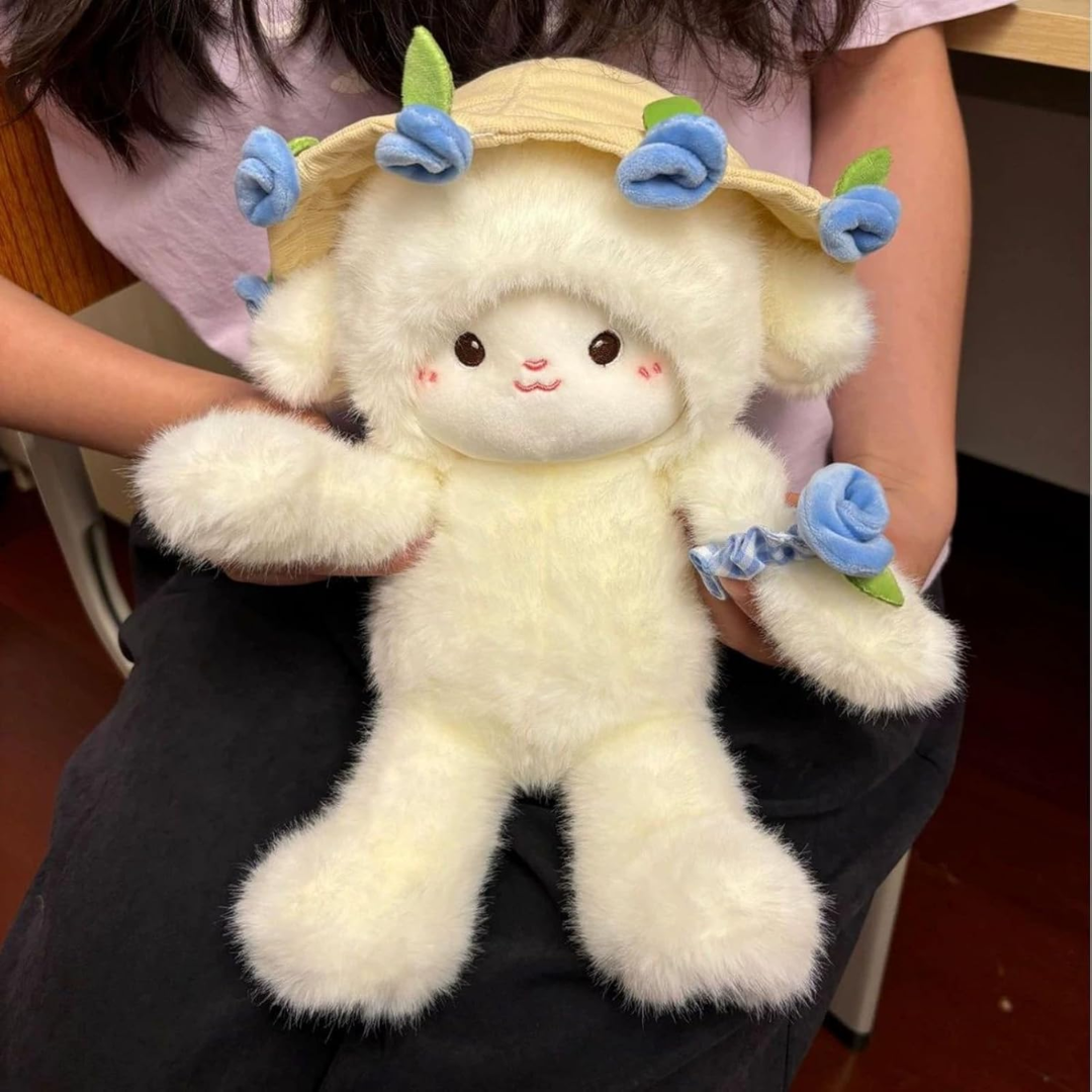 PlushMood Plush Lamb with Flower Bouquet