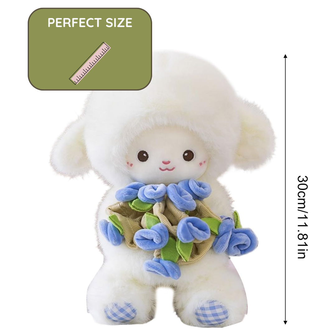 PlushMood Plush Lamb with Flower Bouquet