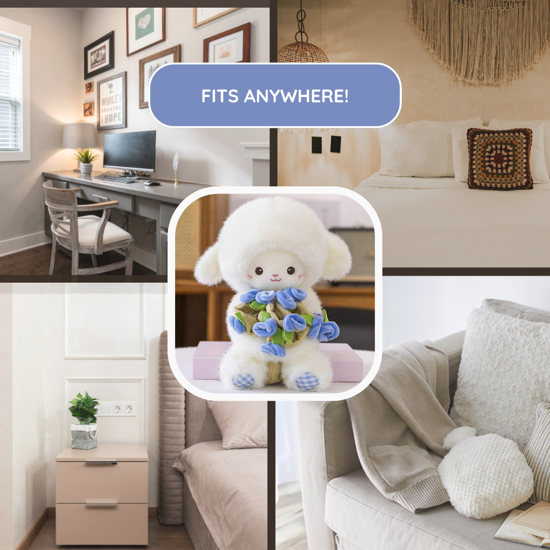 PlushMood Plush Lamb with Flower Bouquet