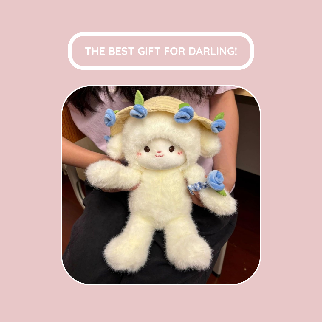 PlushMood Plush Lamb with Flower Bouquet